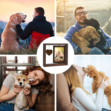 Pet Memorial Rotating Photo Frame | 4x6 Wooden Keepsake – PETFURHOUSE™