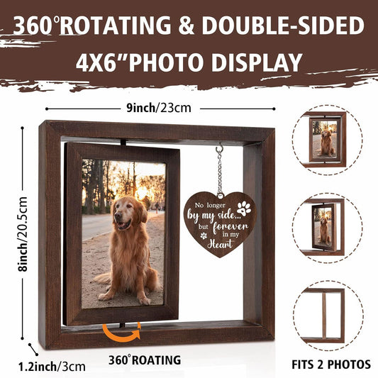 Pet Memorial Rotating Photo Frame | 4x6 Wooden Keepsake – PETFURHOUSE™