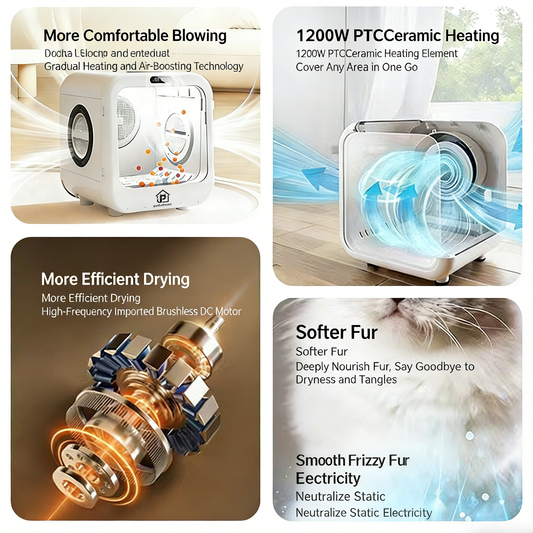 Automatic Pet Drying Box – 70L Smart Cat Dryer with UVC & Negative Ion Care