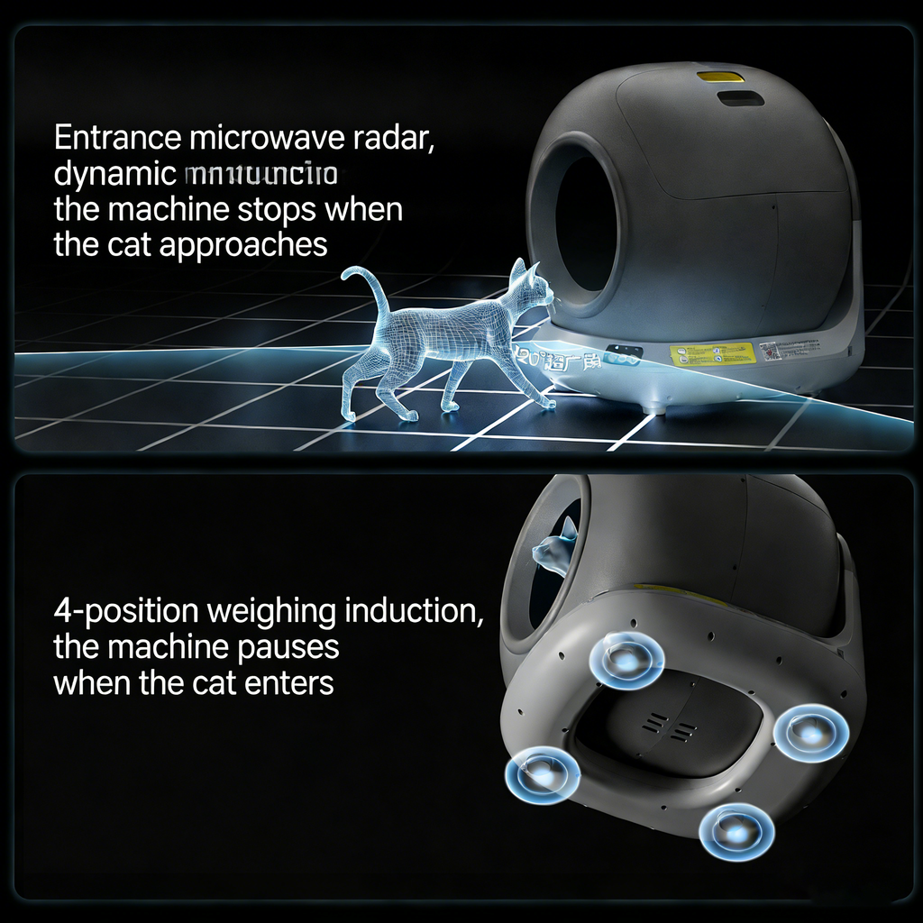 AUTOMATIC SELF-CLEANING CAT LITTER BOX, EXTRA LARGE, SPLASH-PROOF, ENCLOSED DESIGN, FULLY AUTOMATIC SCOOPING, SMART CAT TOILET, PET SUPPLIES.